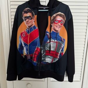 Black Hoodie with Superhero Graphic